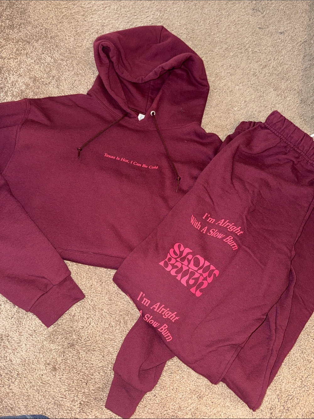 Kacey Musgraves slow burn Hoodie & Sweatpants Set - Maroon